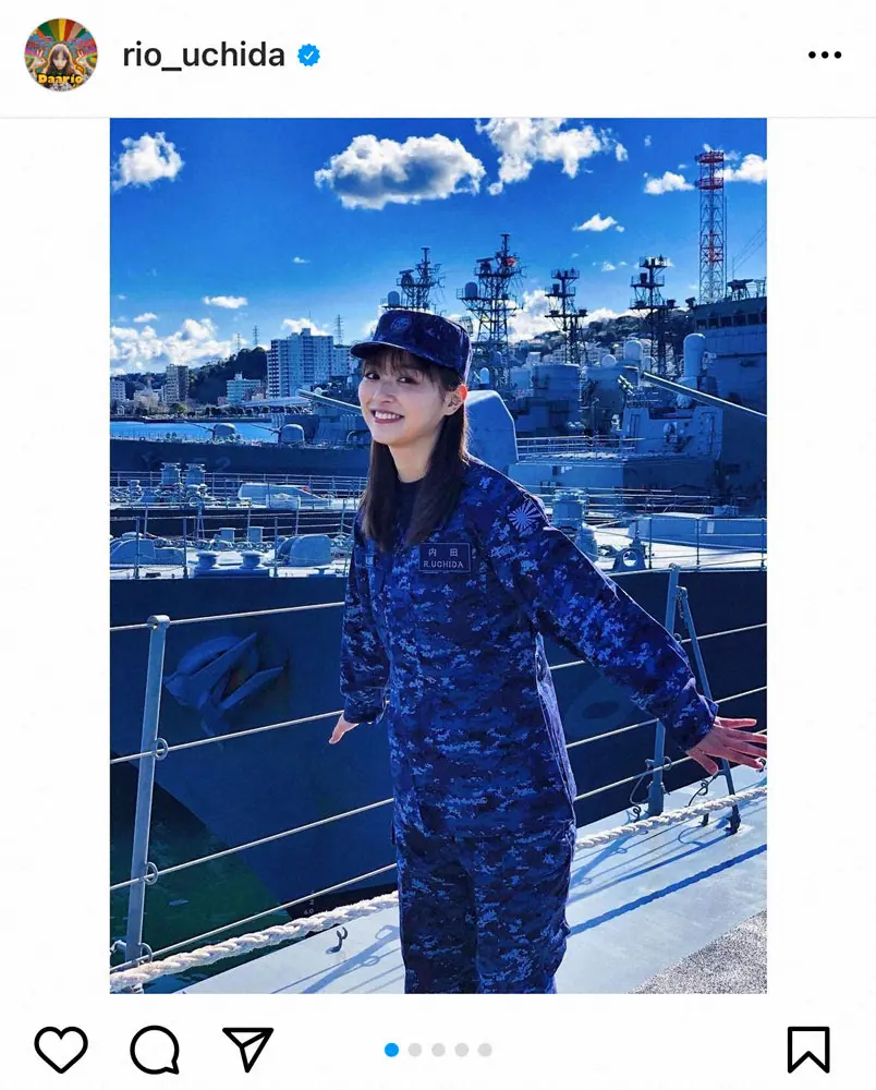 【画像・写真】内田理央　海上自衛隊の制服姿に「可愛すぎる」「カッコイイ」「美人すぎる自衛官！」