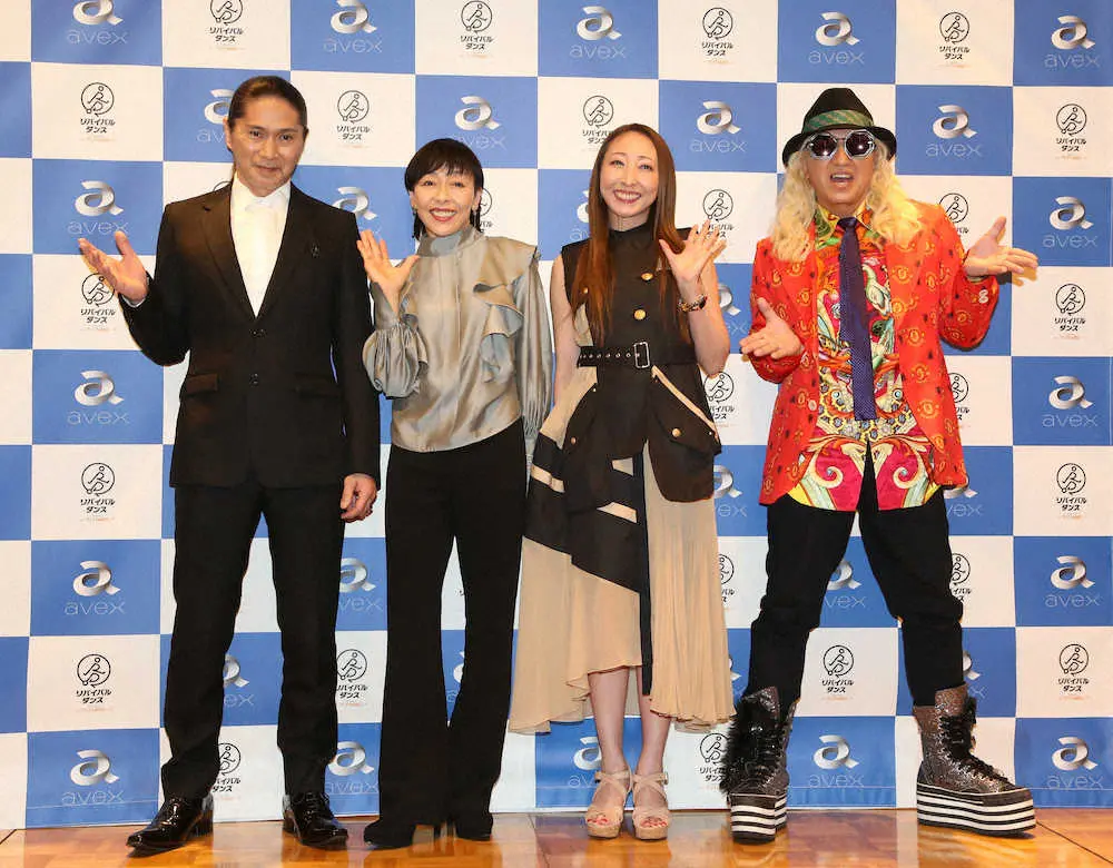 「リバイバルダンス」の製作発表を行う（左から）SAM、ETSU、CHIHARU、DJ　KOO　（撮影・西川祐介）