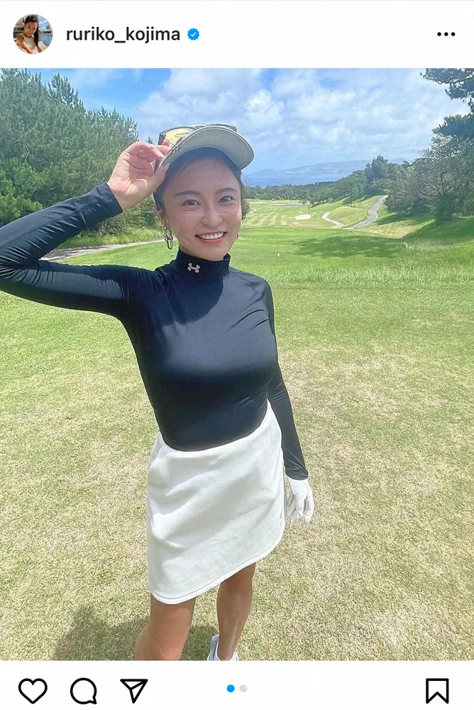 小島瑠璃子　幼なじみと沖縄でゴルフ満喫　アンダーシャツ&ミニスカコーデに「スタイル最高」の声