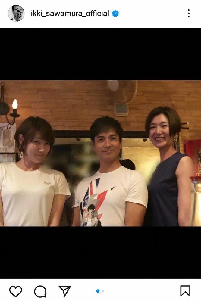 沢村一樹　元女子日本代表とのバレー部3ショット公開　「沢村さんがちっちゃく見える」と反響
