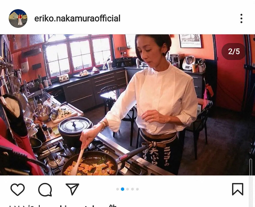 中村江里子　おしゃれなパリの自宅のキッチン披露に「レストランの厨房みたい」「素敵」の声