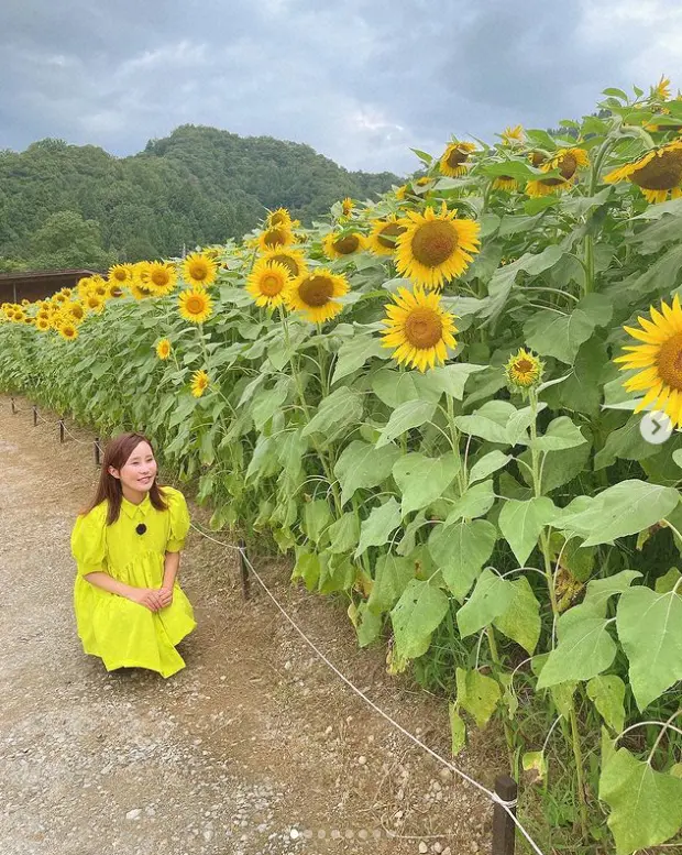 【画像・写真】馬場ももこ　ひまわり畑で黄色いチュニック姿披露に「ひまわりよりもひまわりっぽい」「お似合い」