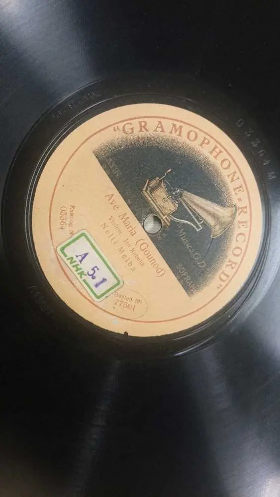 NHKアーカイブスに保管されている、1913年に録音されたソプラノ歌手ネリー・メルバのSP盤