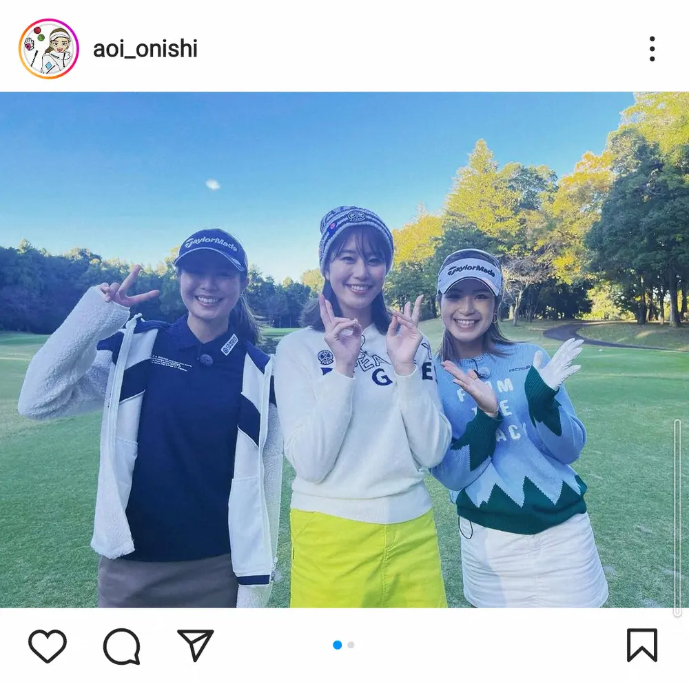 女子ゴルフの大西葵　松森彩夏、タレントの稲村亜美とのゴルフウエアの3ショットに「可愛い過ぎる」の声