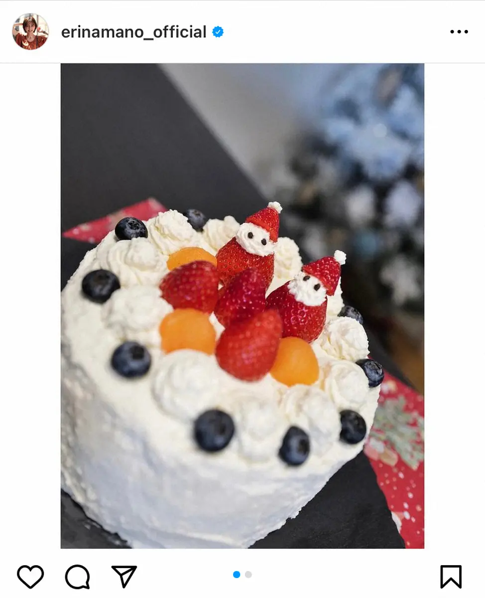 【画像・写真】真野恵里菜　手作りクリスマスケーキに反響　「岳さんがうらやましい」「お店に並んでるレベル」