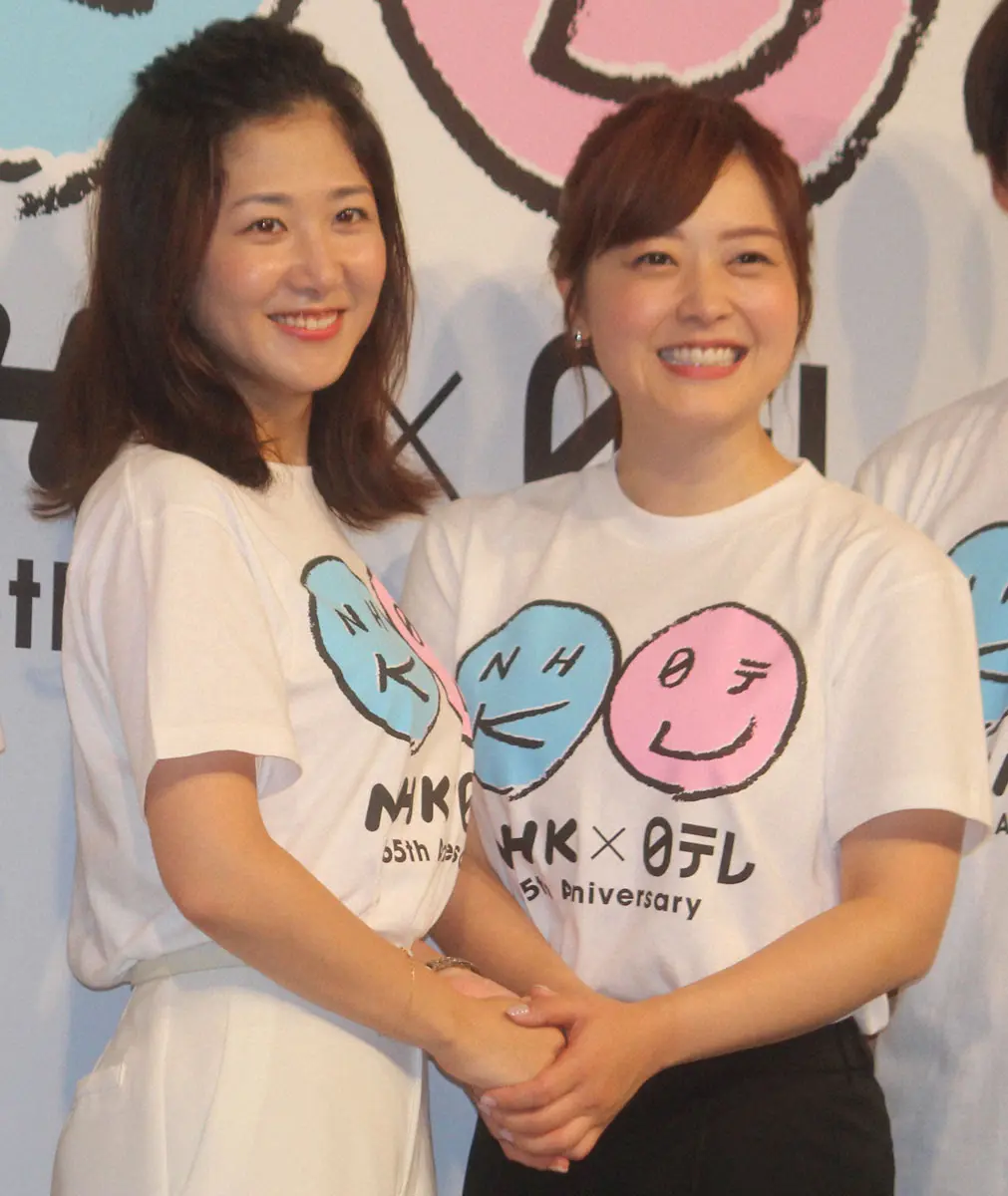 ともに実力派俳優と結婚したNHKの桑子真帆アナウンサー（左）と日本テレビの水卜麻美アナウンサー