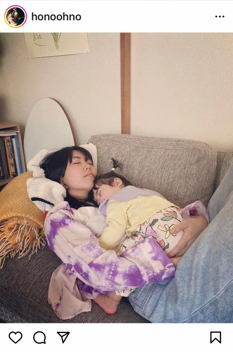 石橋貴明の長女、穂乃香　第1子の保育園入園を報告　母子で眠る姿も披露し「早速親子で鼻たらしたり…」