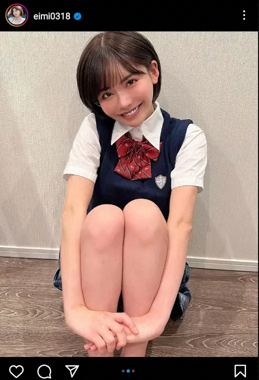 【画像・写真】“3221人抱きました”深田えいみ　ミニスカ制服コスプレ姿公開に「学生さんイケる」「めっちゃ可愛い」