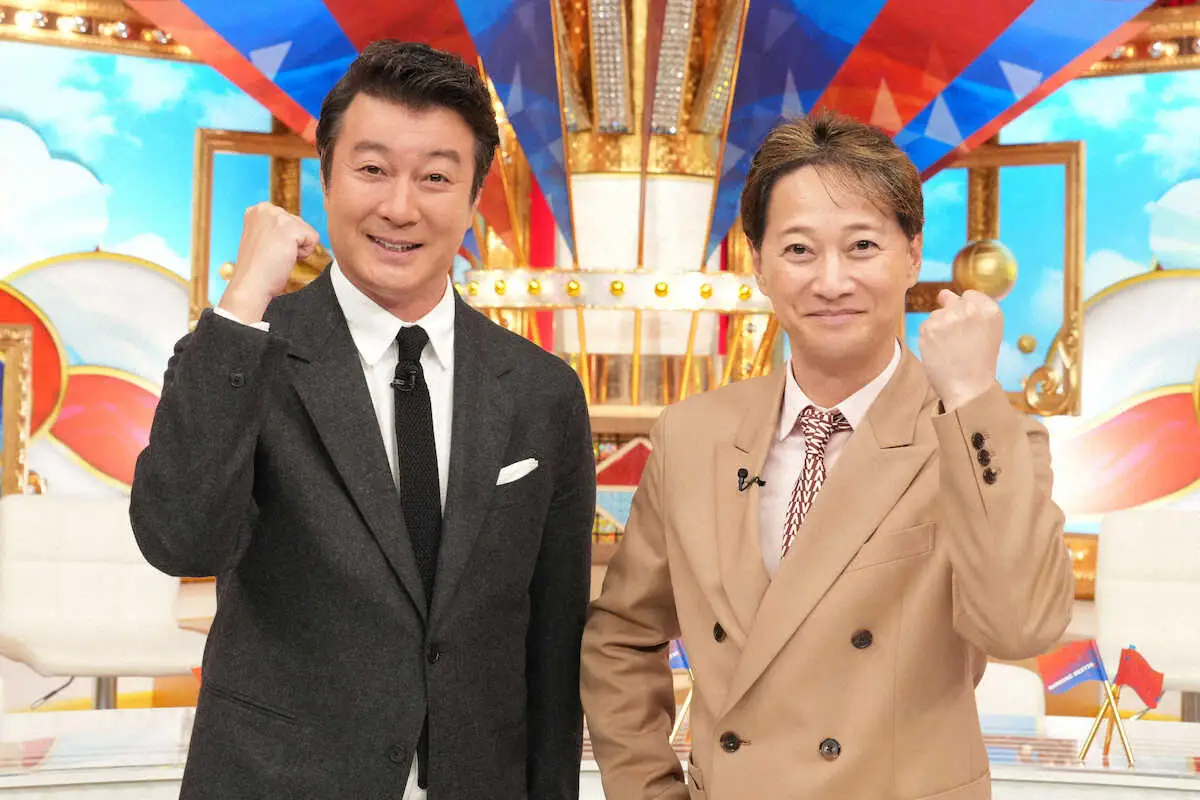 日本テレビ「加藤浩次＆中居正広の歴代日本代表256人が選ぶ　この日本代表がスゴい！ベスト20」でMCを務める加藤浩次（左）と中居正広
