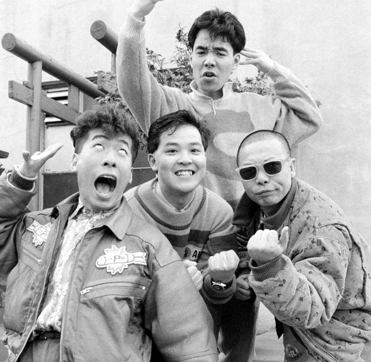 1985年、ダチョウ倶楽部のダチョウ倶楽部（左から）寺門ジモン、上島竜兵さん、肥後克広、南部寅太さん