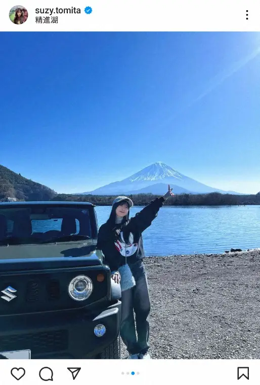 日向坂46・富田鈴花　初購入の愛車、富士山＆精進湖をバックにしたお出掛けショット公開