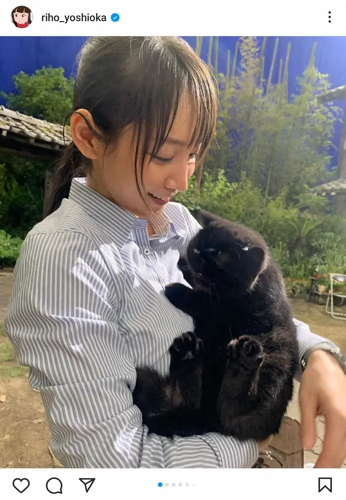 吉岡里帆　「黒猫かわいいですよね」売れっ子猫との2ショが話題　過去には鈴木砂羽もメロメロに