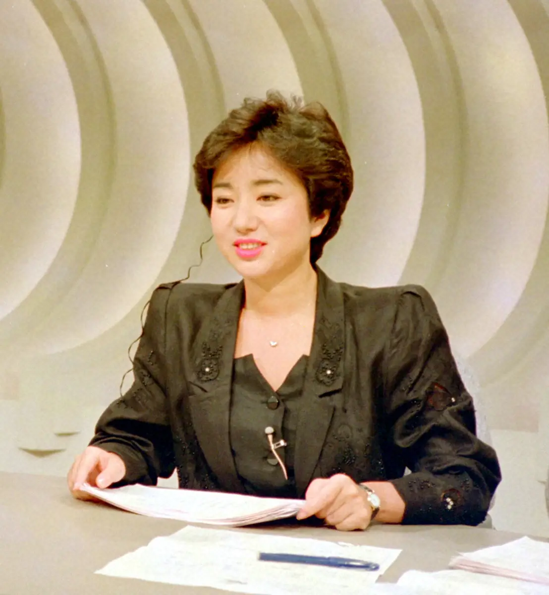 TBS「プライムタイム」最終収録に臨む三雲孝江（1988年9月29日撮影）