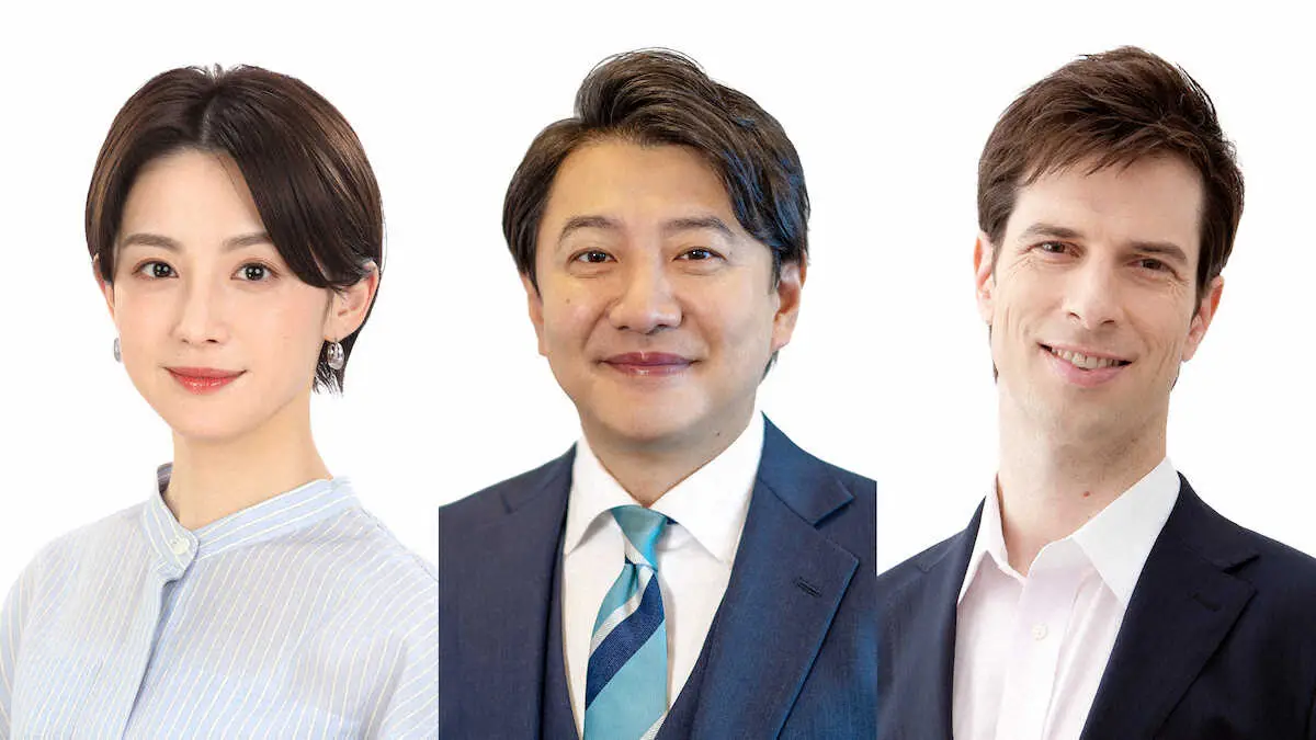 フジテレビ「Live　News　イット！」でキャスターを務める（左から）宮司愛海アナ、青井実アナ、パトリック・ハーラン