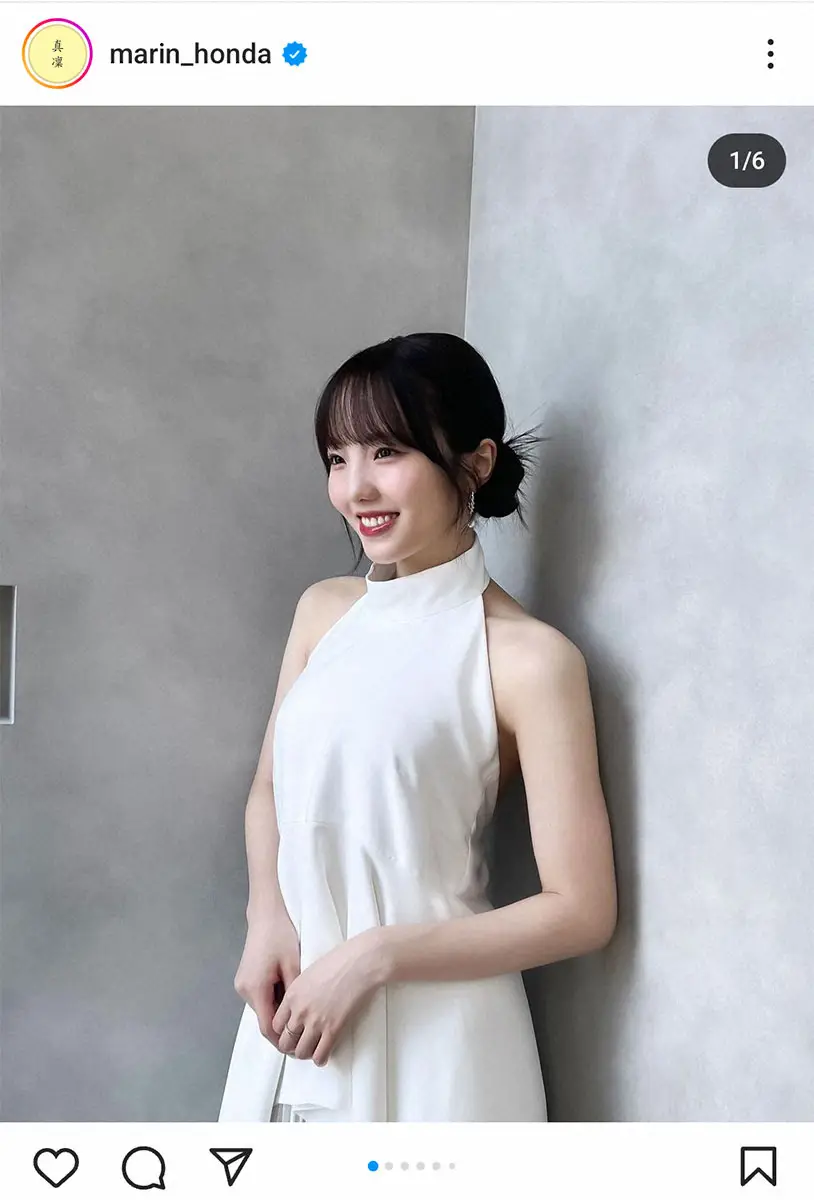 本田真凜さん　大胆に背中を見せた純白ドレス姿に「これぞ美」「女神」「肩甲骨がえぐい」の声