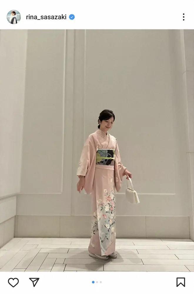 KAT―TUNの中丸雄一と結婚の元日テレ・笹崎里菜　ピンクの着物姿披露　ラグビー観戦も報告　