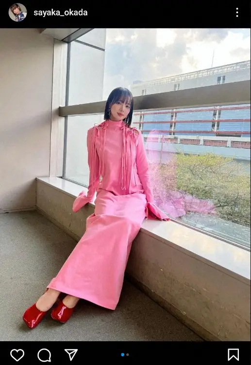 “役満ボディー”岡田紗佳　ピンクの衣装姿公開に「えっ？桜の妖精」「かわいさ、最強です」