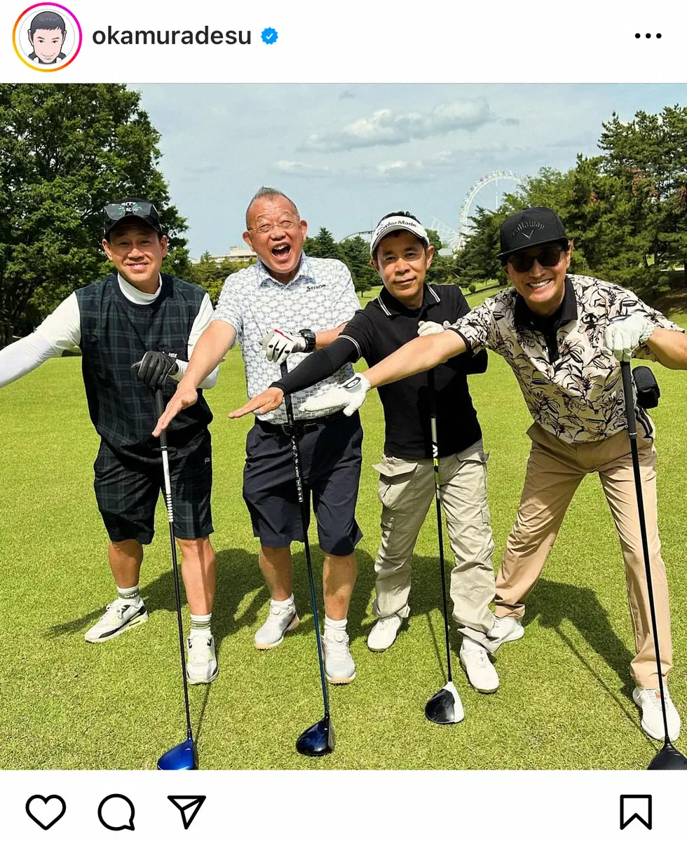 岡村隆史　中居正広らとの超貴重なゴルフ写真公開「キャディーで参加したかった」「メンバー豪華すぎ」