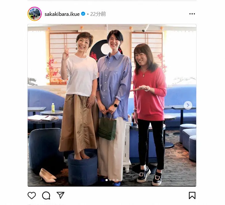 榊原郁恵　結婚＆第1子妊娠発表の元アスリートとのオフショット披露　「心地良い空気」と共演の感想つづる