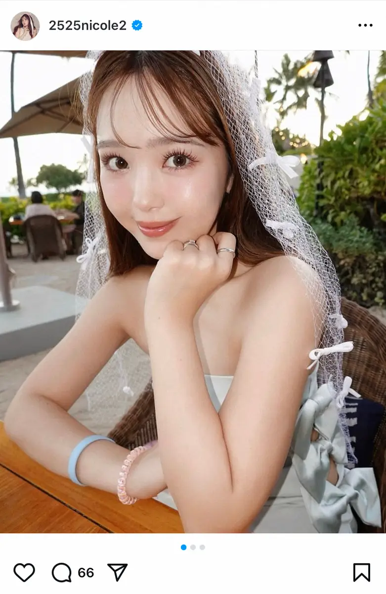 【画像・写真】藤田ニコル　新婚旅行ショット披露！　夫は俳優の稲葉友　行先は…　ドレス姿に「可愛すぎる」の声