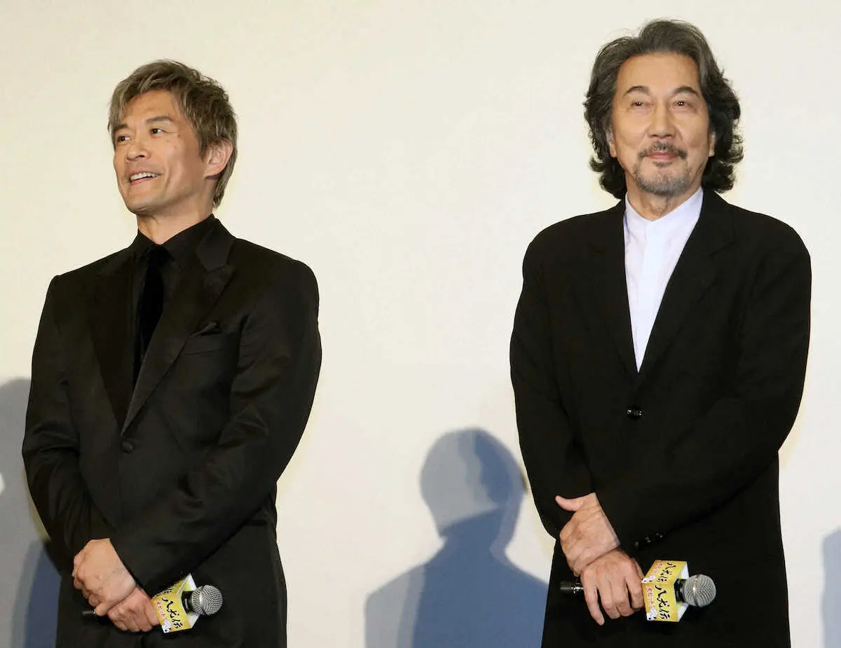 【画像・写真】役所広司　特殊メークで老人に　内野聖陽と奮闘　主演映画「八犬伝」公開記念舞台あいさつ