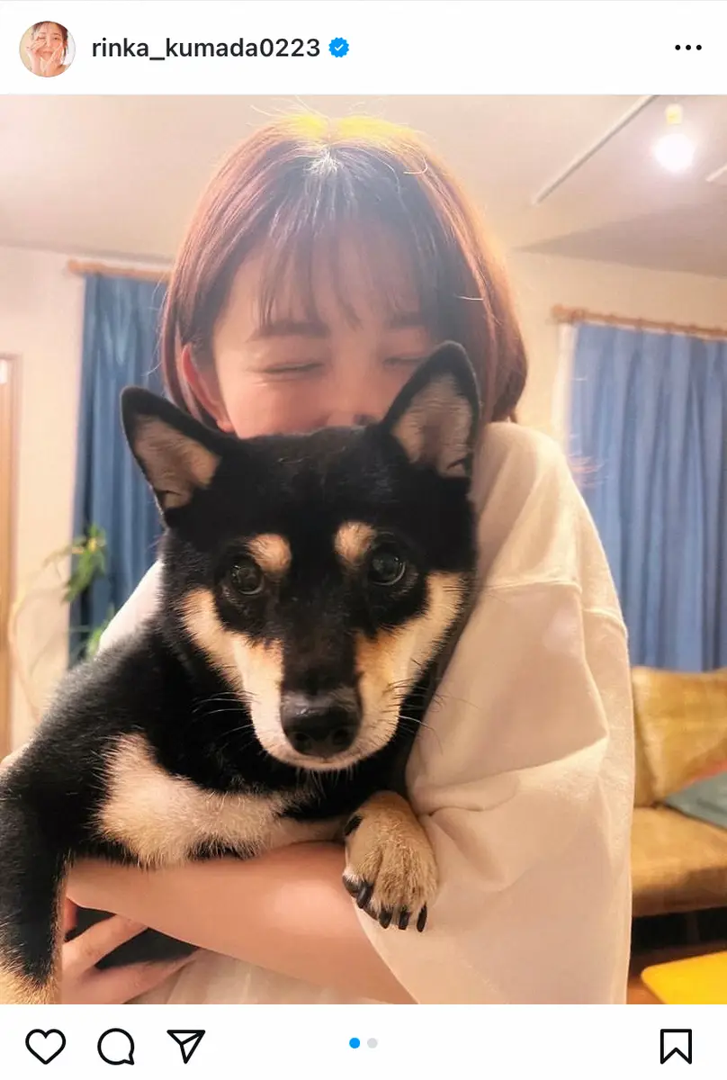 久間田琳加　柴犬とのツーショット披露！　顔うずめる姿にファン悶絶「可愛すぎる」「羨ましい」