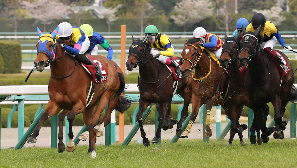 サウンドキアラ（左）は2着に1馬身半の差をつけ阪神牝馬Sを制し重賞3連勝を飾った（撮影・奥　調）