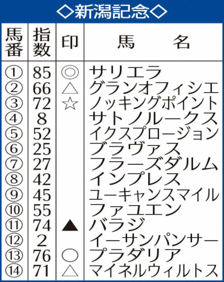 【新潟記念】AI予想　サリエラ本命！重賞初制覇チャンス