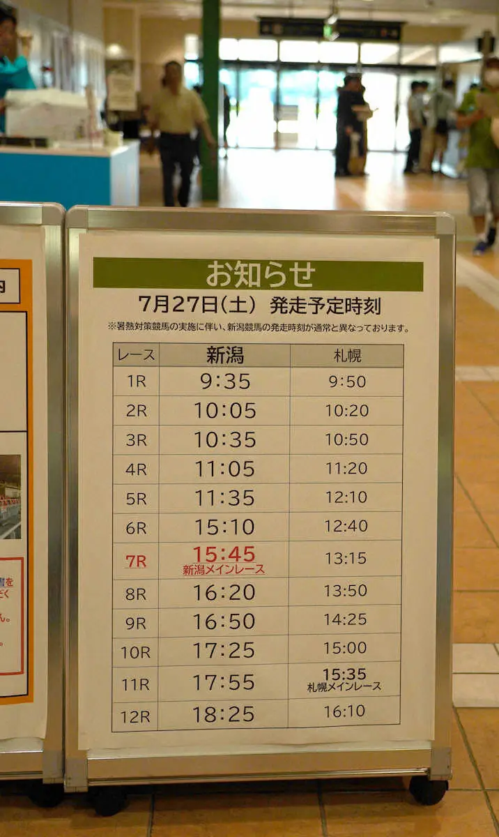 新潟競馬　5R後に休止　12Rは18時25分にゲートイン　札幌はいつも通りのタイムスケジュール