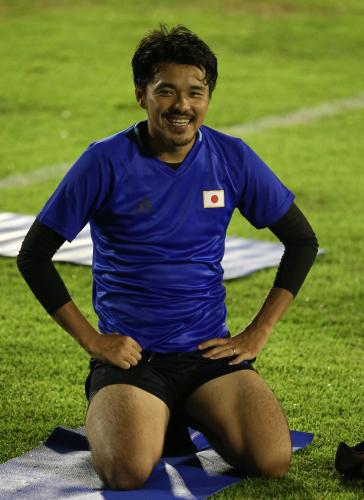 マナウスでの初練習を終え、笑顔を見せるリオ五輪日本代表ＦＷ興梠