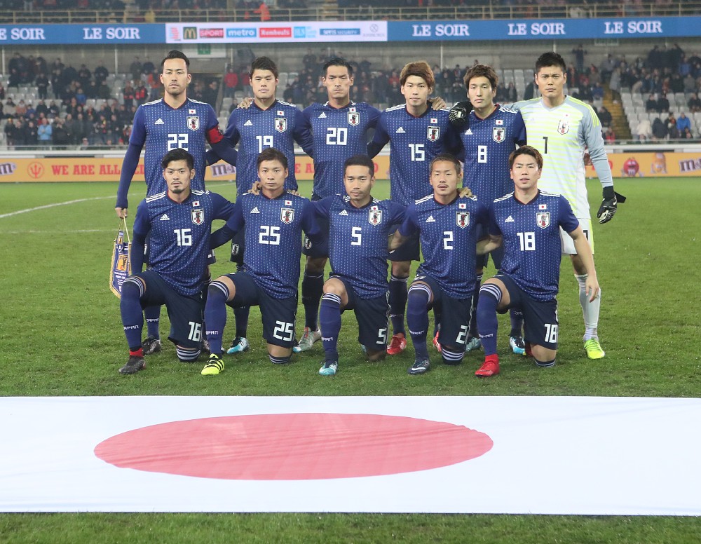 １１月に行われたベルギーとの親善試合での日本代表イレブン