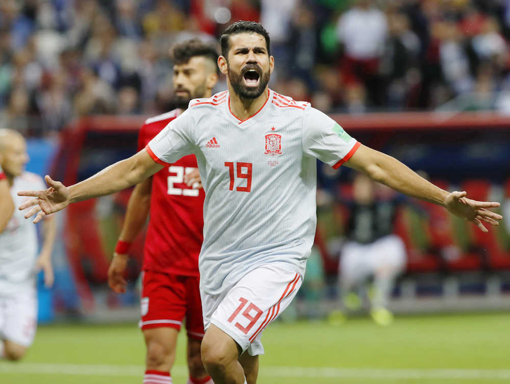 スペイン　今大会初勝利、ディエゴコスタＶ弾　イランはオフサイドに泣く