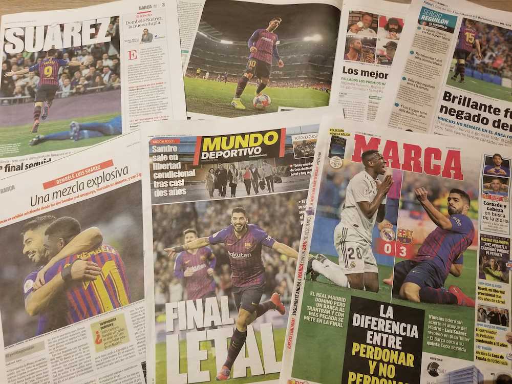 バルセロナ　史上初の５連覇王手にスペイン各紙が大々的に報道