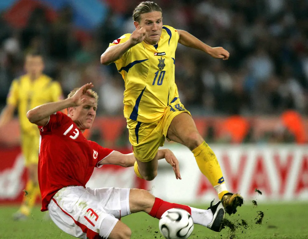 2006年サッカーＷ杯ドイツ大会のスイス戦。ウクライナ代表時代のボロニン氏（AP）