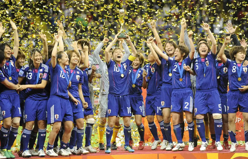 11年の女子Ｗ杯ドイツ大会で優勝したなでしこジャパン