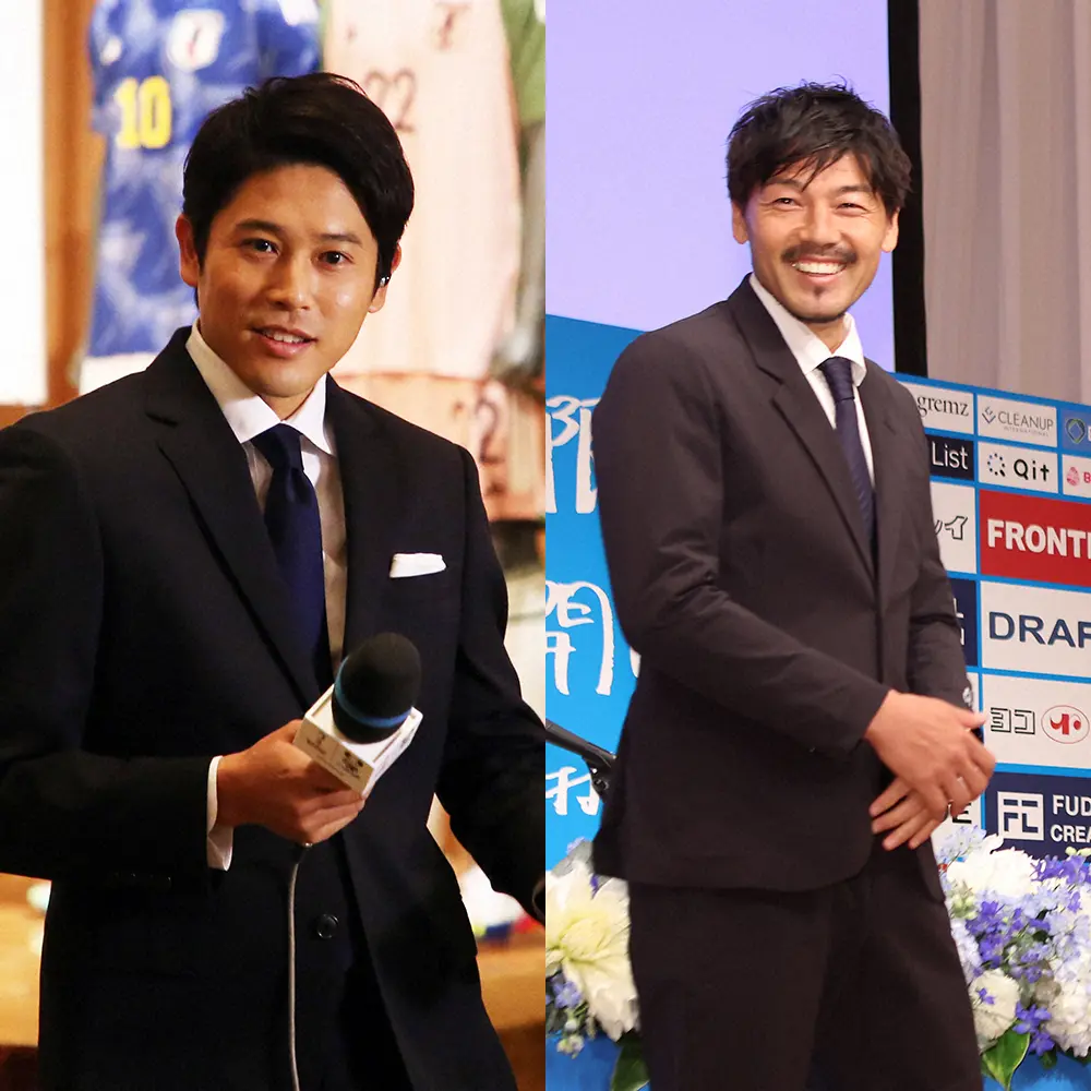 元サッカー日本代表の内田篤人氏（左）とYS横浜の松井大輔