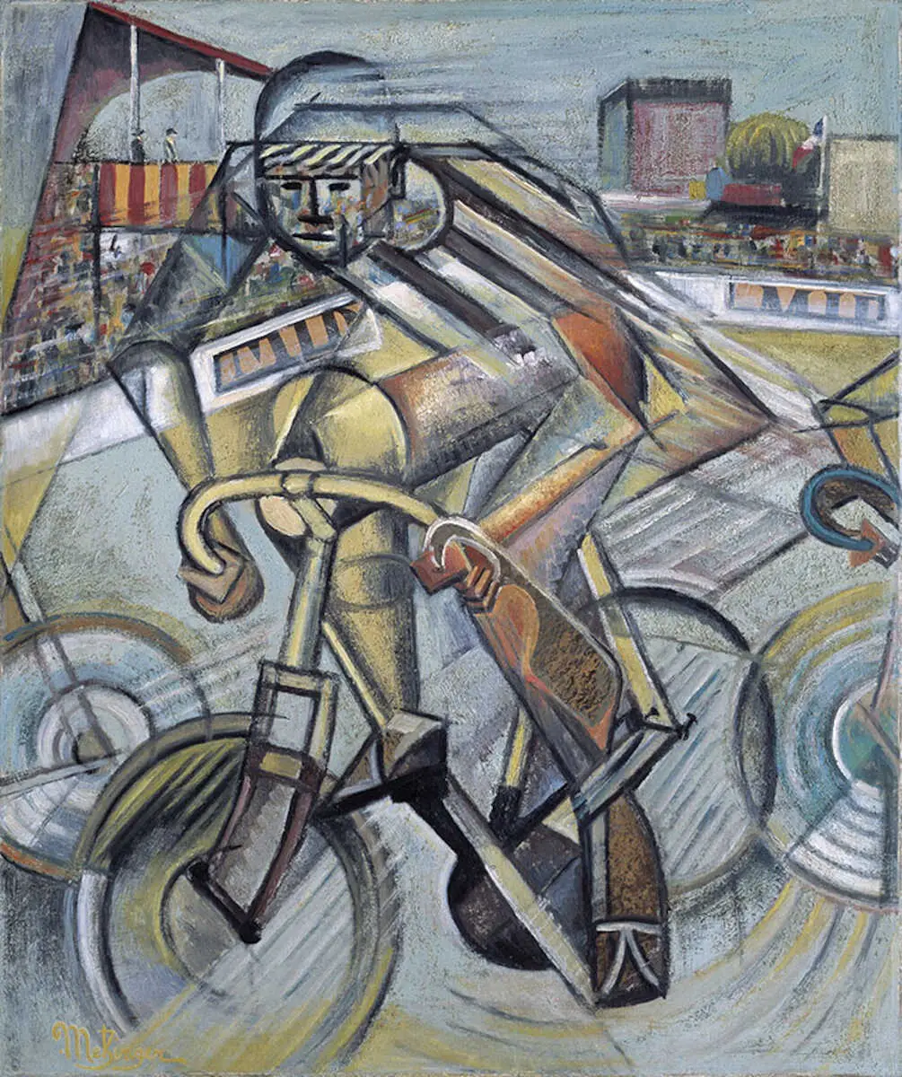 ジャン・メッツァンジェの「自転車乗り」の偽物の疑いがある絵画（徳島県立近代美術館提供）