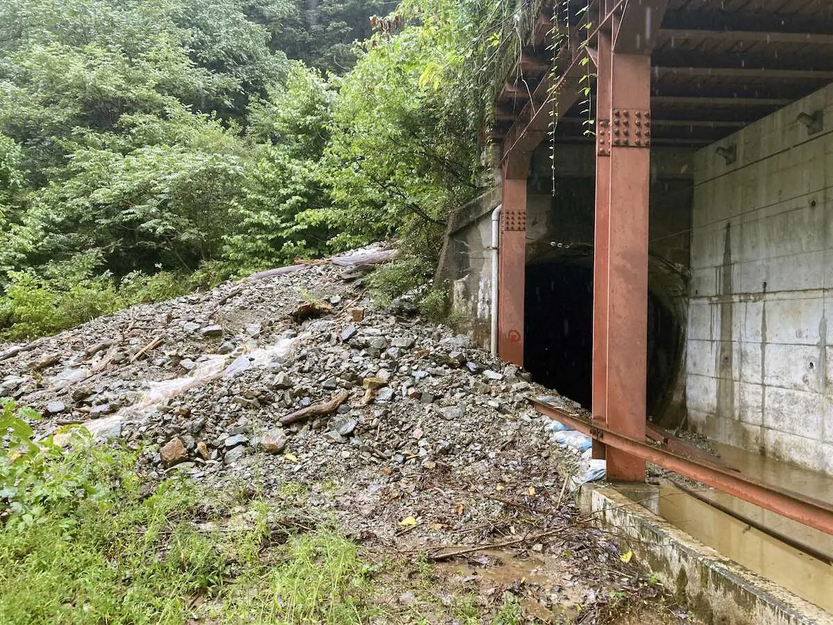 トンネルに土砂　トロッコ電車が進めず乗客避難　富山県・黒部峡谷鉄道