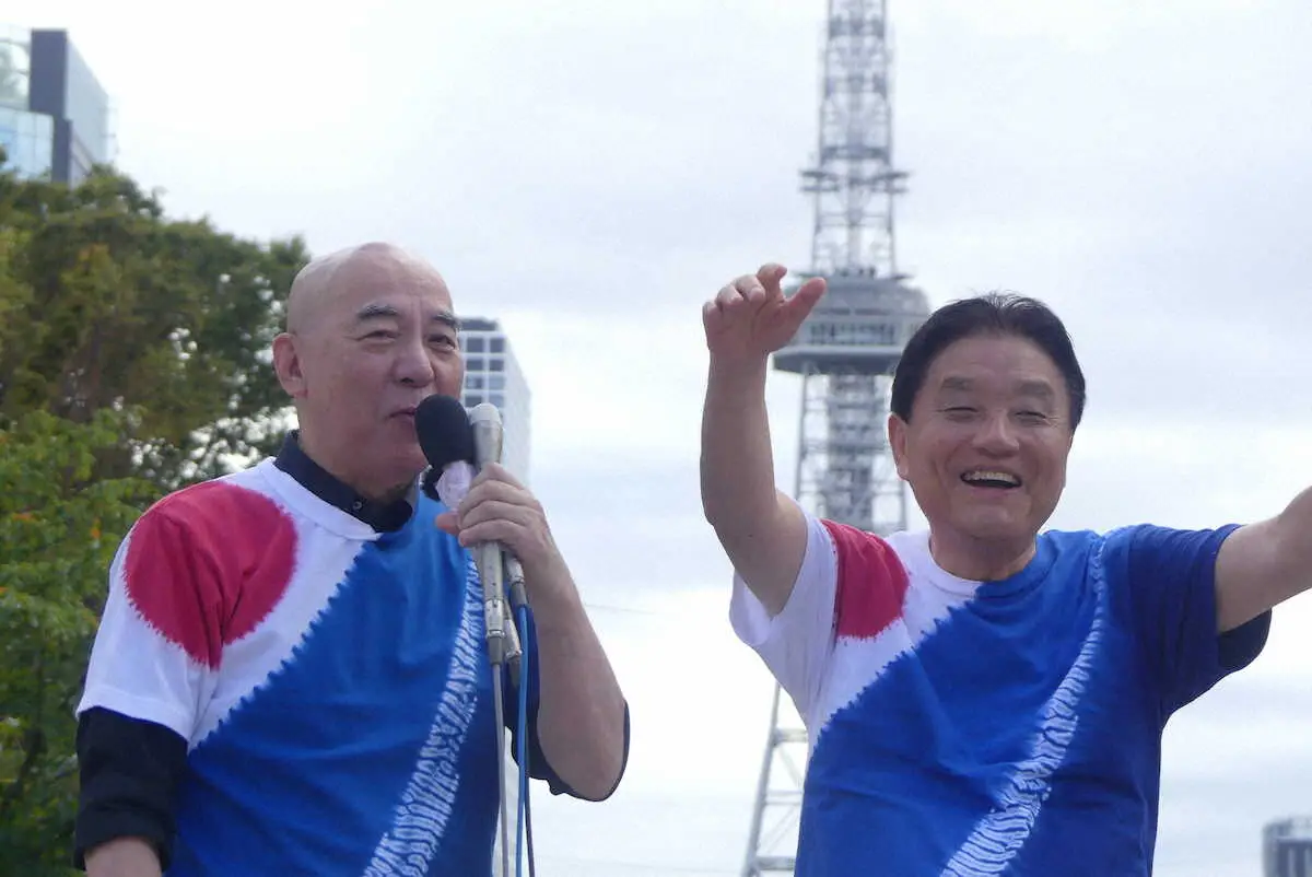 日本保守党・百田尚樹代表＆河村たかし氏初“競演”　軽妙やりとりで聴衆沸かす