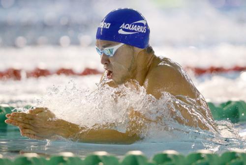男子２００メートル平泳ぎ決勝で１位となった北島康介