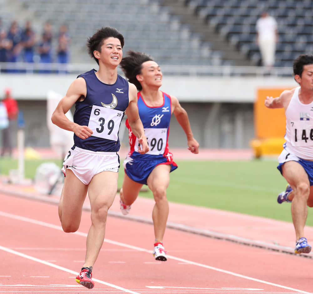 西日本インカレ・男子１００メートル準決勝　１０秒１６で決勝進出を決めた多田