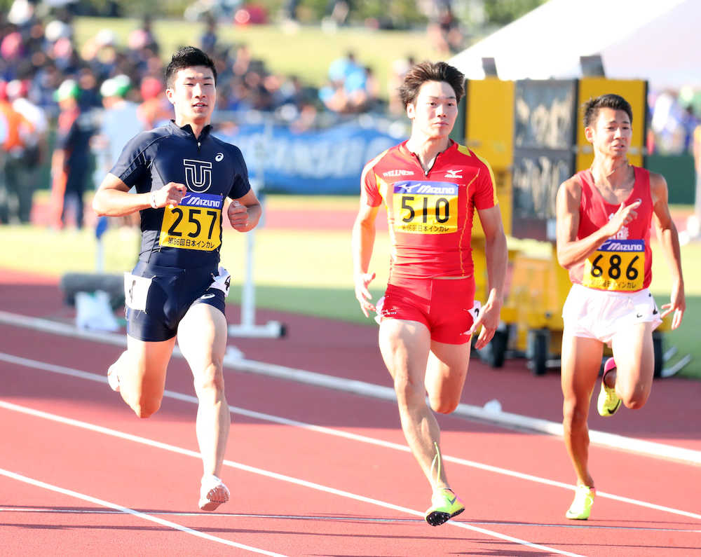 追い風で…桐生は１０秒１４　多田は１０秒２０　日本学生対校選手権100メートル準決勝