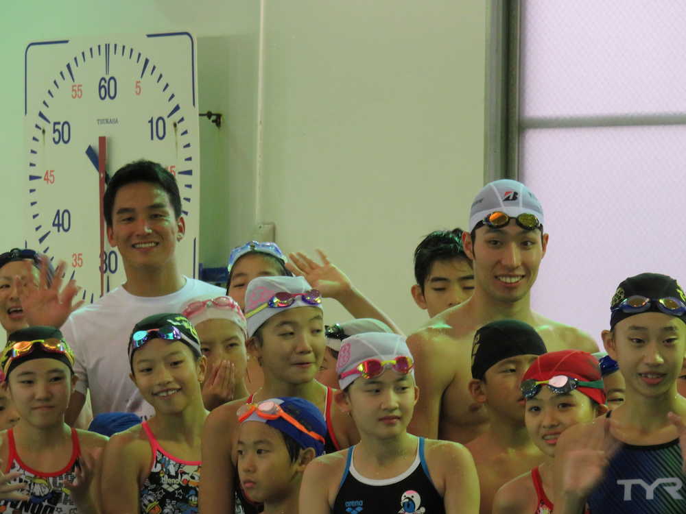所属先のブリヂストンのイベントで水泳教室を行った萩野公介と松田丈志さん　　　　　　　　　　　　　　　　　　　　　　　　　　　　　　　