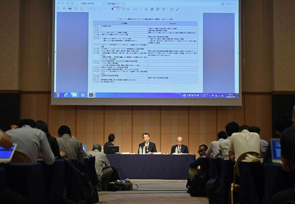 第三者委、田中理事長の説明責任言及　反省声明の発表強く要望