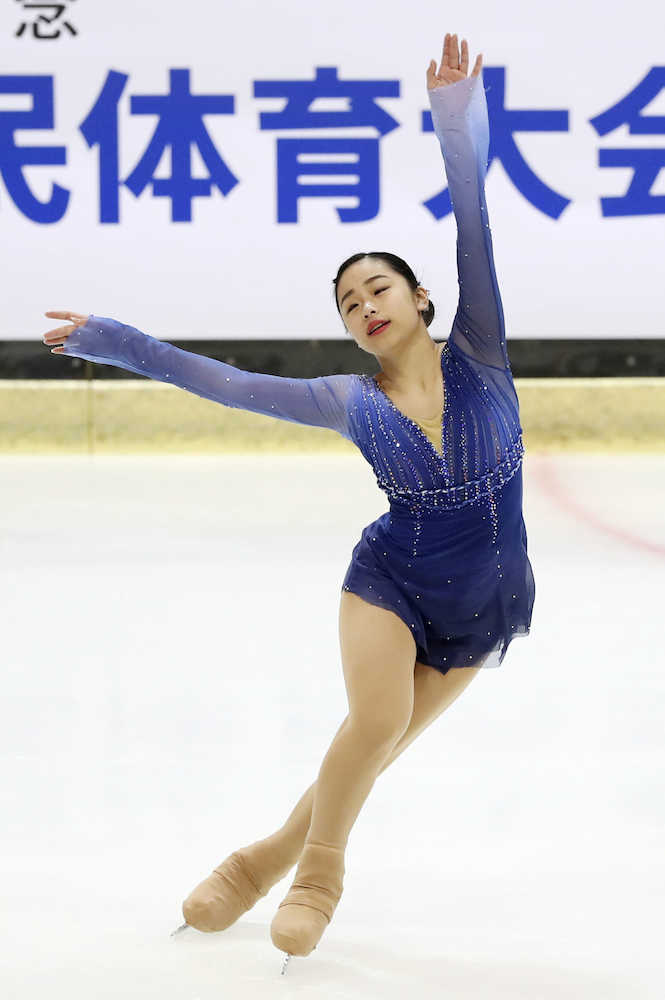 国体スケート第２日　フィギュア少年女子で優勝した愛知・山下真瑚のフリー