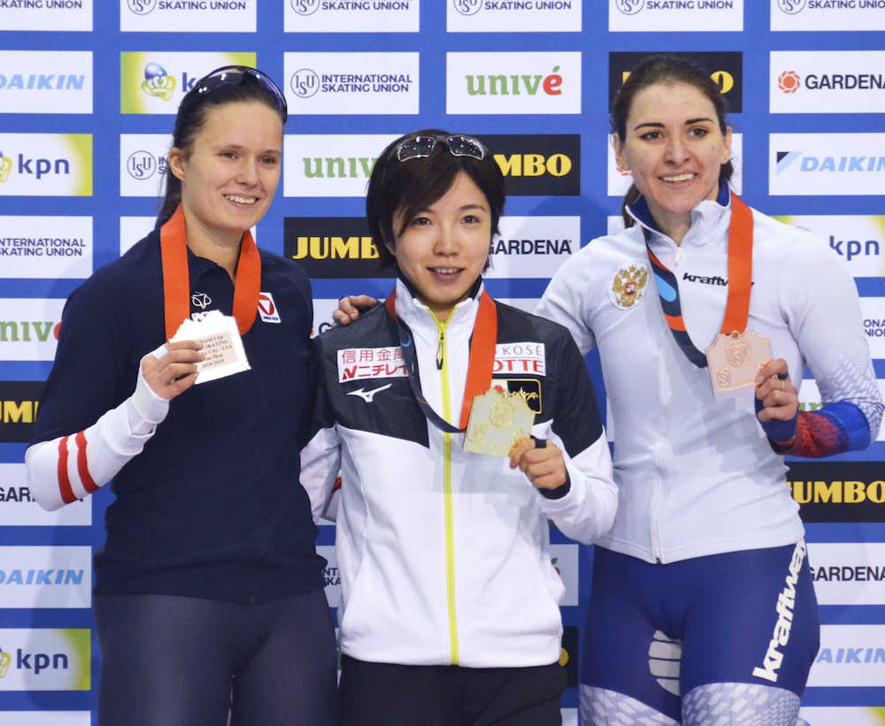 小平奈緒　日本新記録で優勝　スピードＷ杯最終戦・女子５００メートル