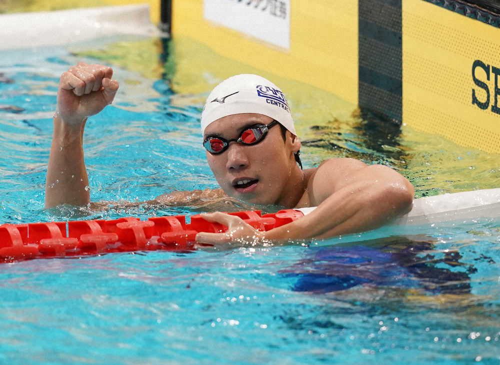 ＜競泳日本選手権第3日＞男子200メートル自由形決勝、力強い泳ぎで優勝した松元克央（撮影・小海途　良幹）