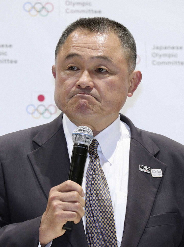 日本オリンピック委員会の新会長に選出され、記者会見する山下泰裕氏