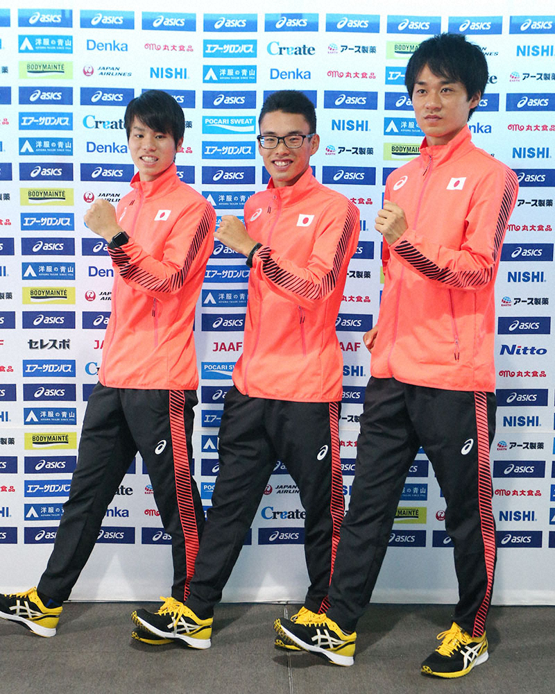 東京五輪に内定している（左から）池田向希、山西利和、高橋英輝