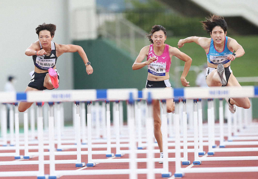 青木益未が女子100障害優勝、追い風参考も日本記録上回る12秒87　寺田は2位